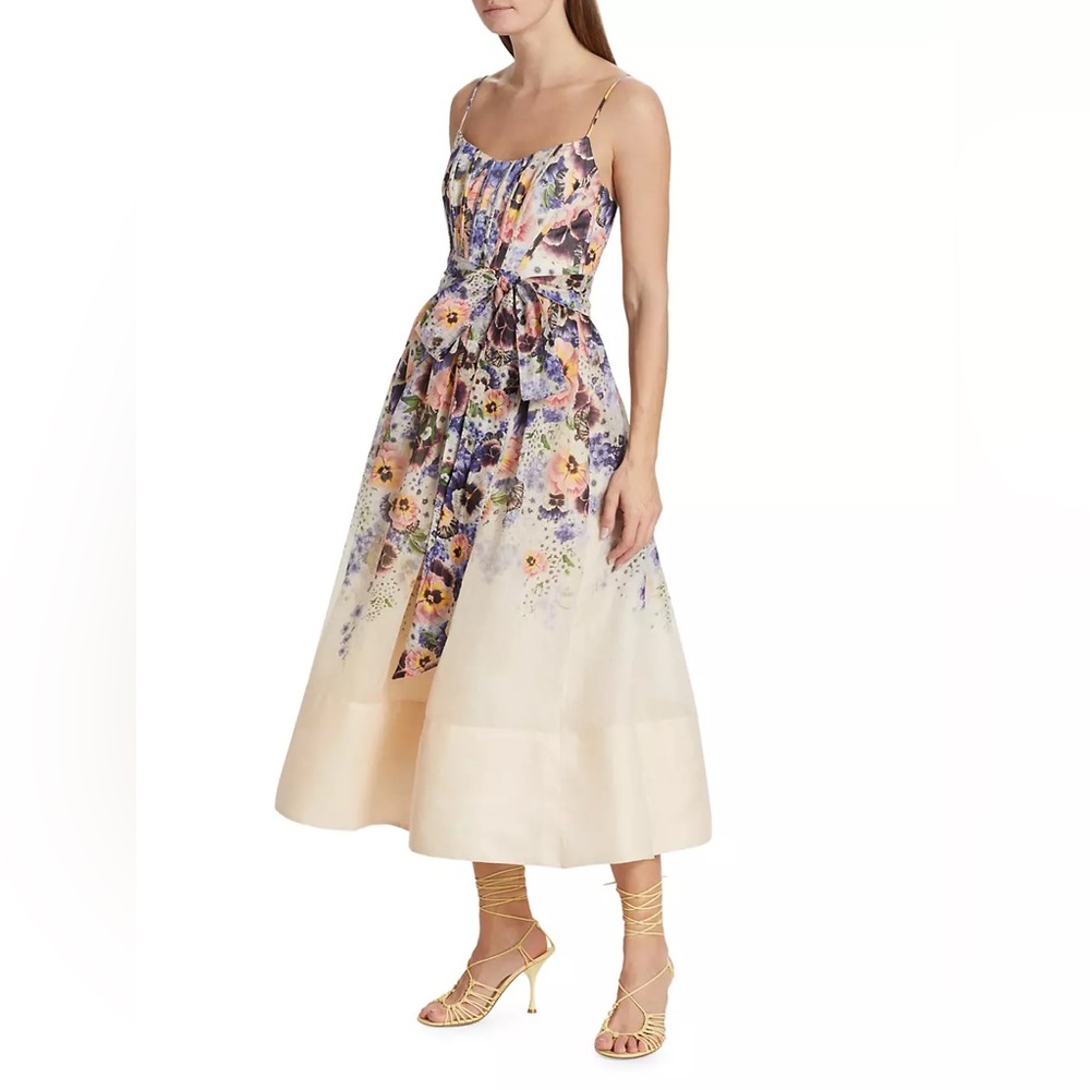 NWT ZIMMERMANN Tama Belted Floral Midi-Dress Size Zimm 2 - Picture 1 of 14